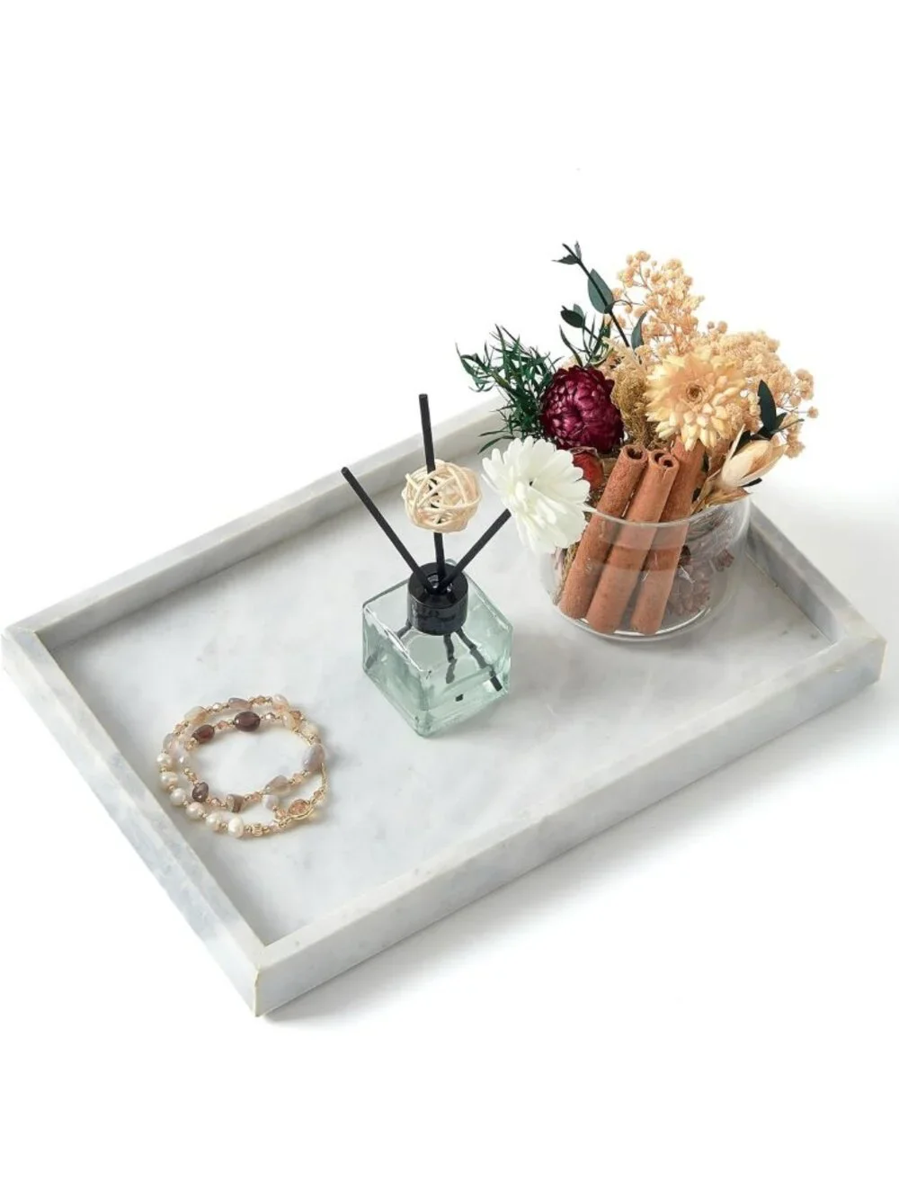 Natural Marble Bathroom Tray | Elegant Vanity Organizer | Stylish Home Decor